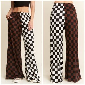🏁 JUST ARRIVED 🏁 Split Decision Checkered Wide-Leg Pants